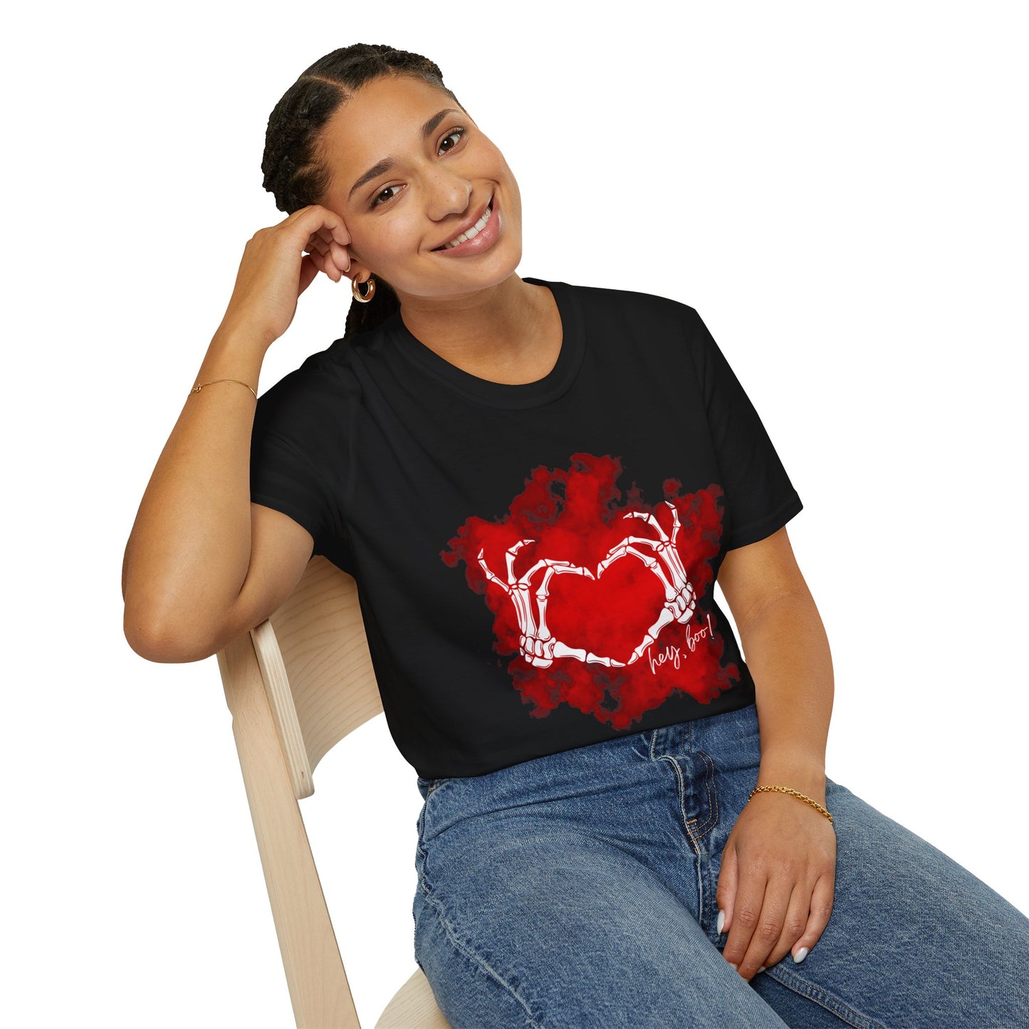 Unisex Softstyle T-Shirt Red Smoke "Hey Boo!"