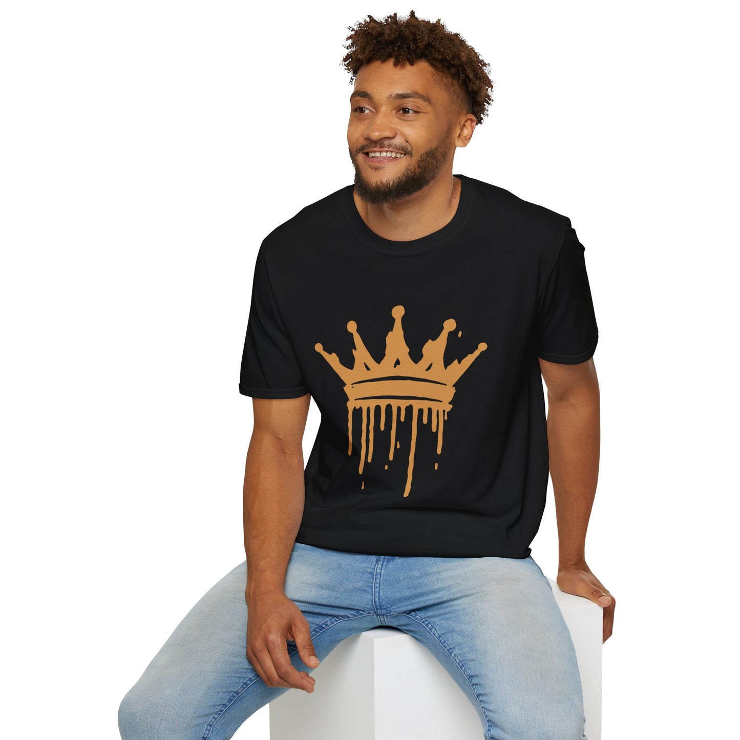 Unisex Softstyle T-Shirt Black T-shirt with Gold Crown