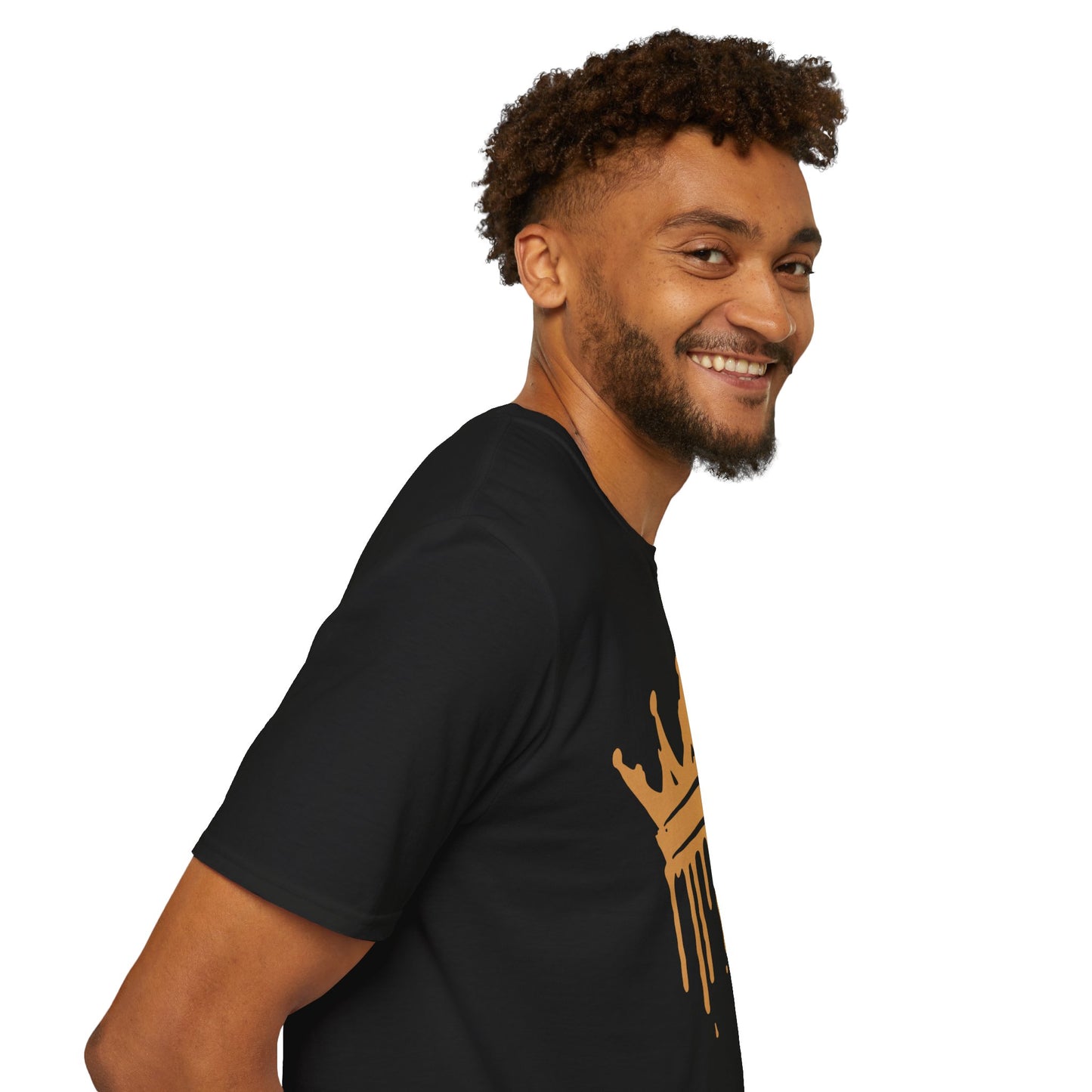 Unisex Softstyle T-Shirt Black T-shirt with Gold Crown