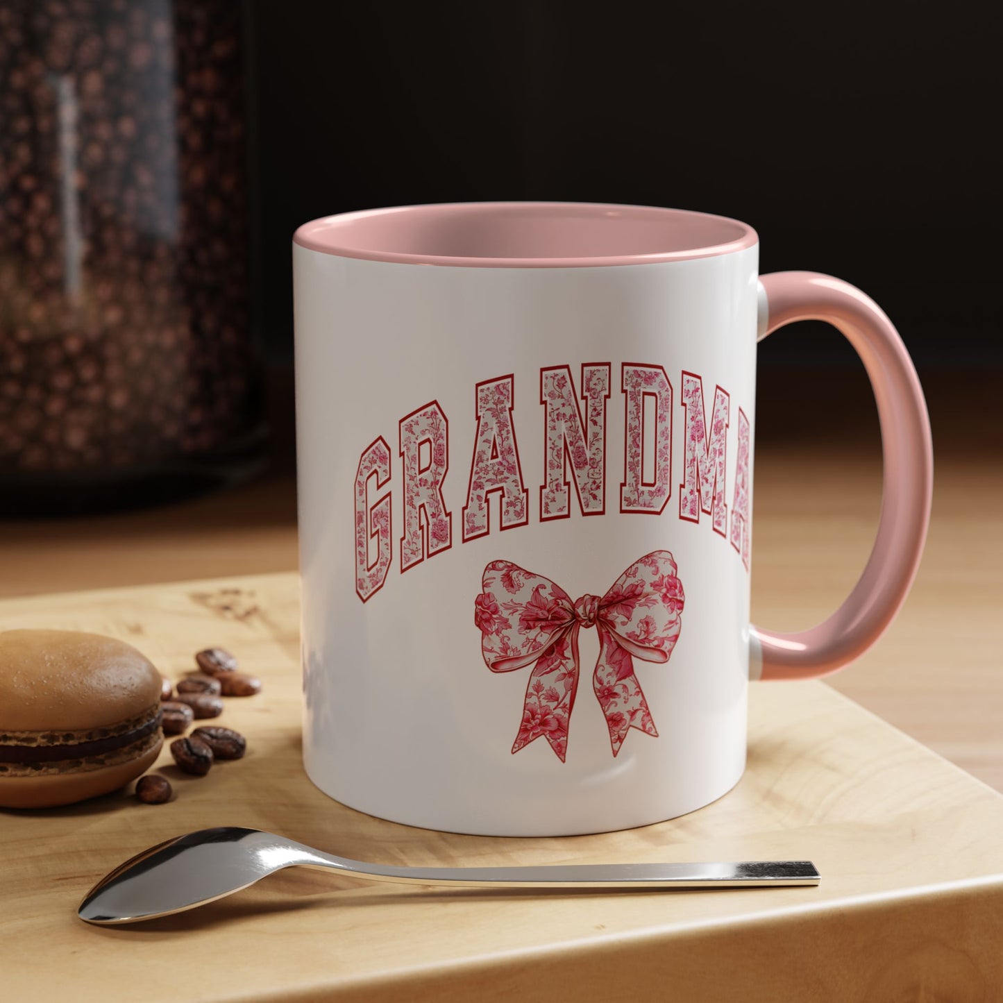 Grandma Pink Chinoiserie Floral Accent Coffee Mug - Perfect Gift for Mother's Day & Grandparent's Day