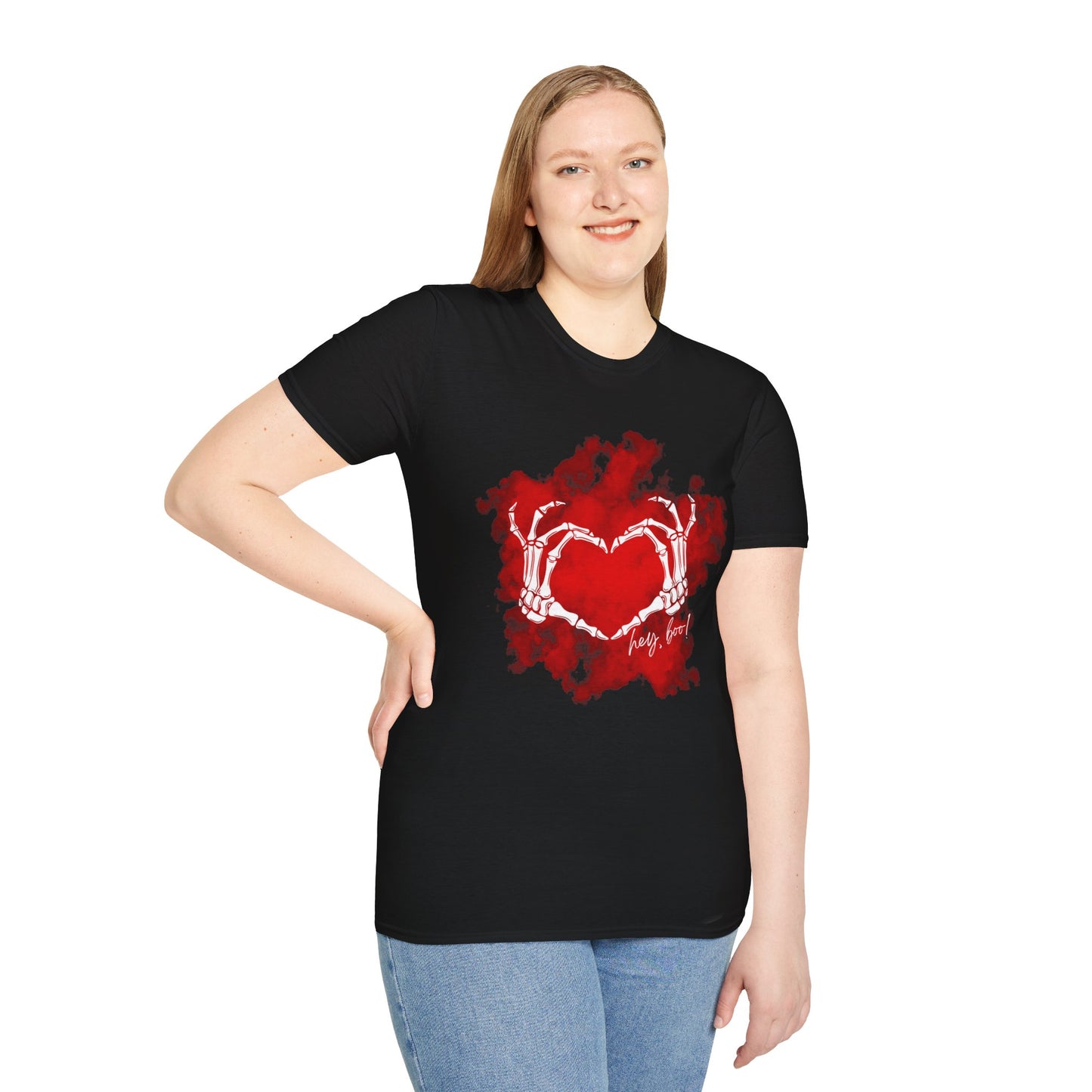 Unisex Softstyle T-Shirt Red Smoke "Hey Boo!"