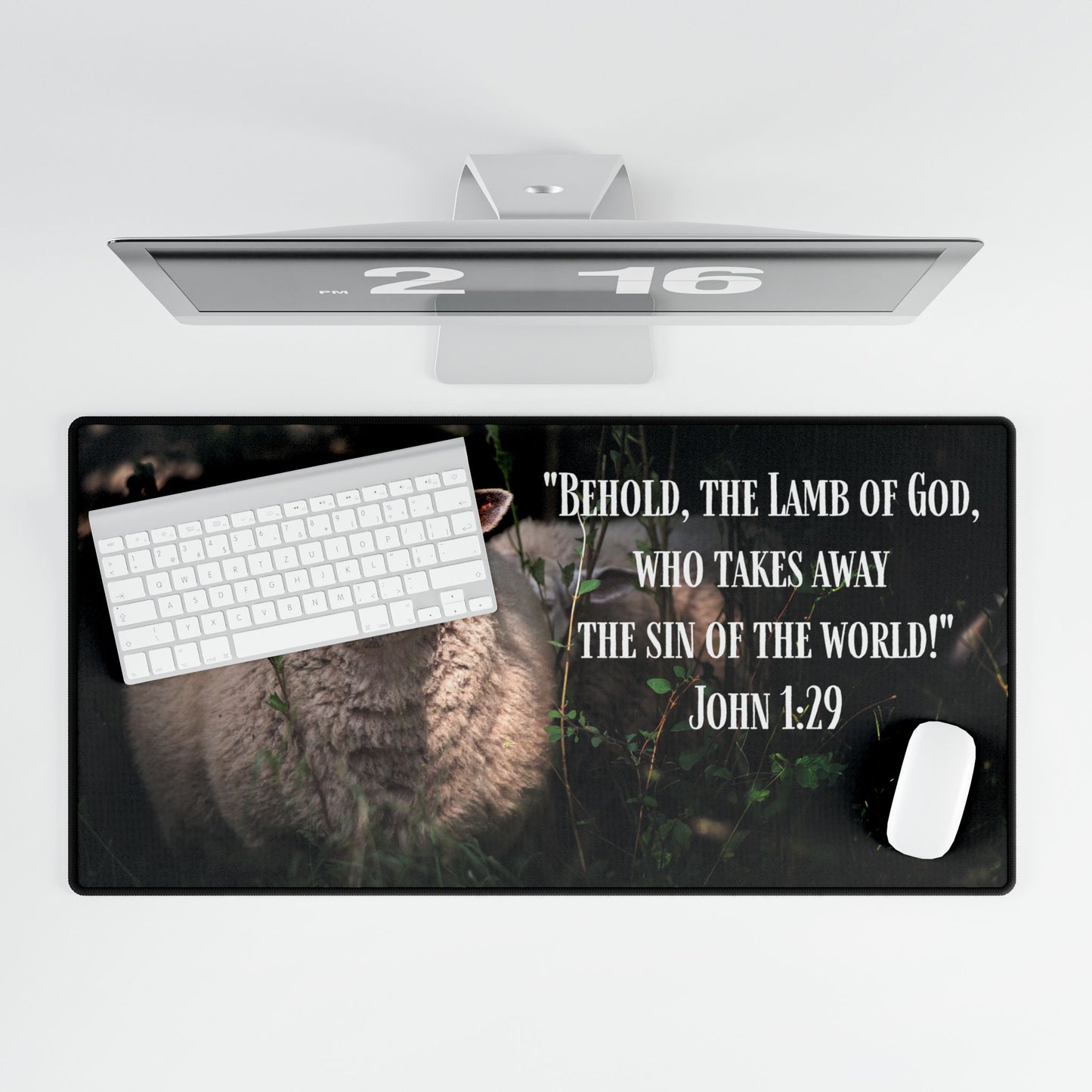 InDesk Mat - 'Behold, the Lamb of God' Quote