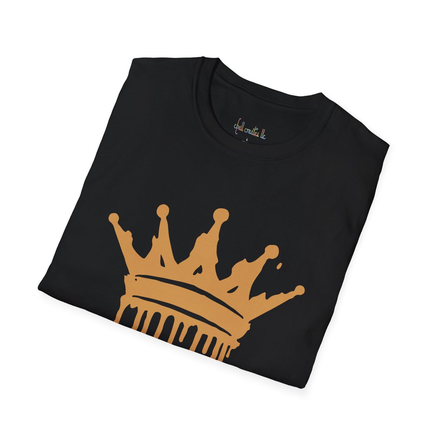 Unisex Softstyle T-Shirt Black T-shirt with Gold Crown