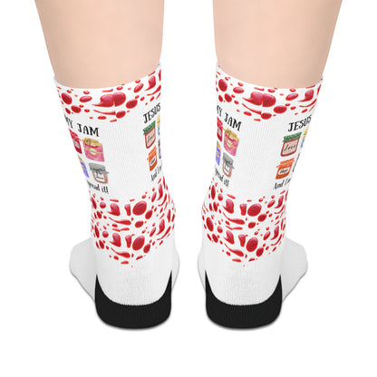 Fun Jesus is my Jam-Themed Mid-Length Socks, Playful, Cozy Style for Everyday Wear, Trendy Sock [...]