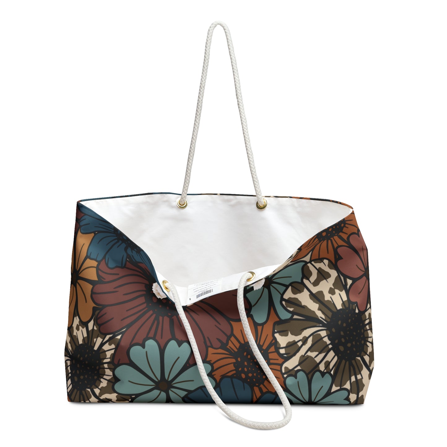 Weekender Bag - Fall Flower Cow Print