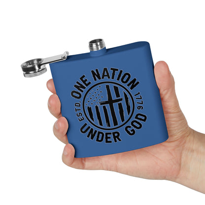 Patriotic Stainless Steel Flask - 6oz with 'One Nation Under God' Design