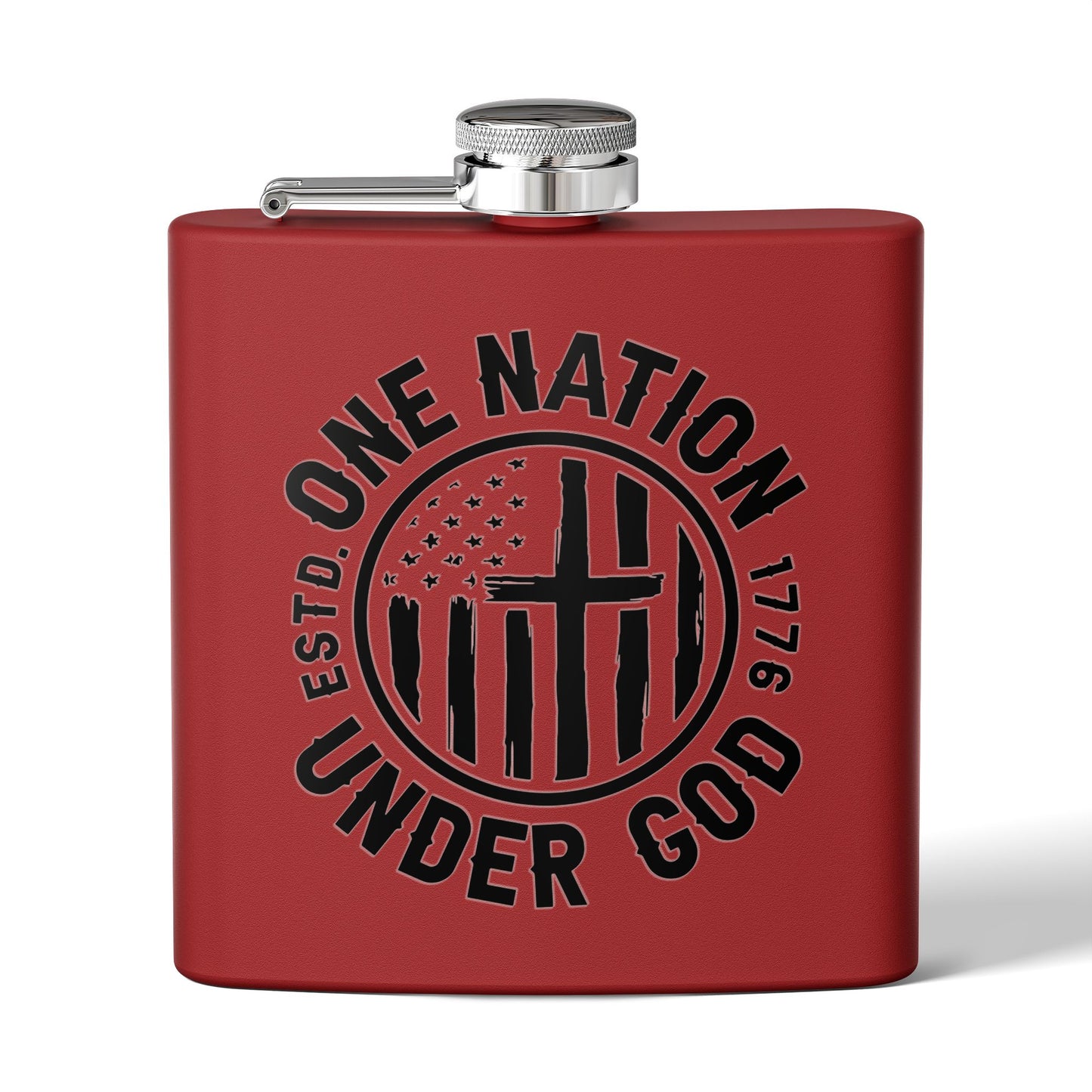 Patriotic Stainless Steel Flask - 6oz with 'One Nation Under God' Design