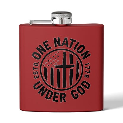 Patriotic Stainless Steel Flask - 6oz with 'One Nation Under God' Design