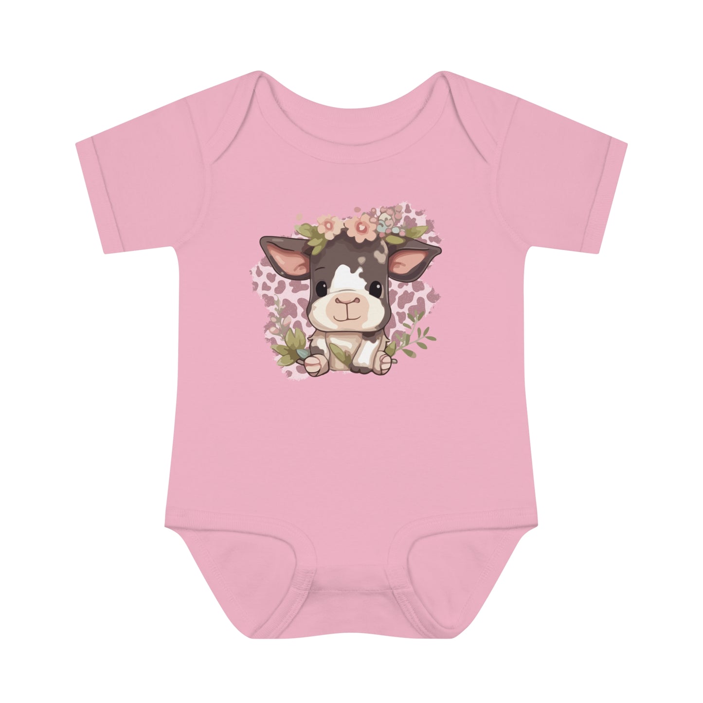 Infant Baby Rib Bodysuit Cute Cow