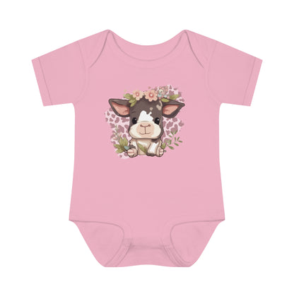 Infant Baby Rib Bodysuit Cute Cow