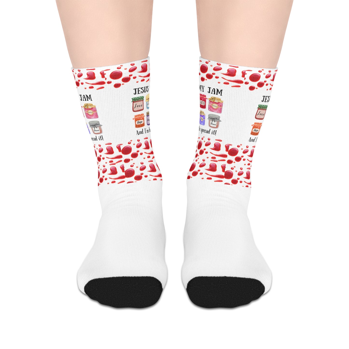 Fun Jesus is my Jam-Themed Mid-Length Socks, Playful, Cozy Style for Everyday Wear, Trendy Sock [...]
