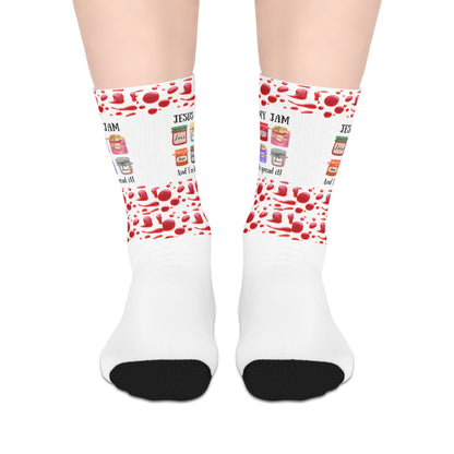 Fun Jesus is my Jam-Themed Mid-Length Socks, Playful, Cozy Style for Everyday Wear, Trendy Sock [...]