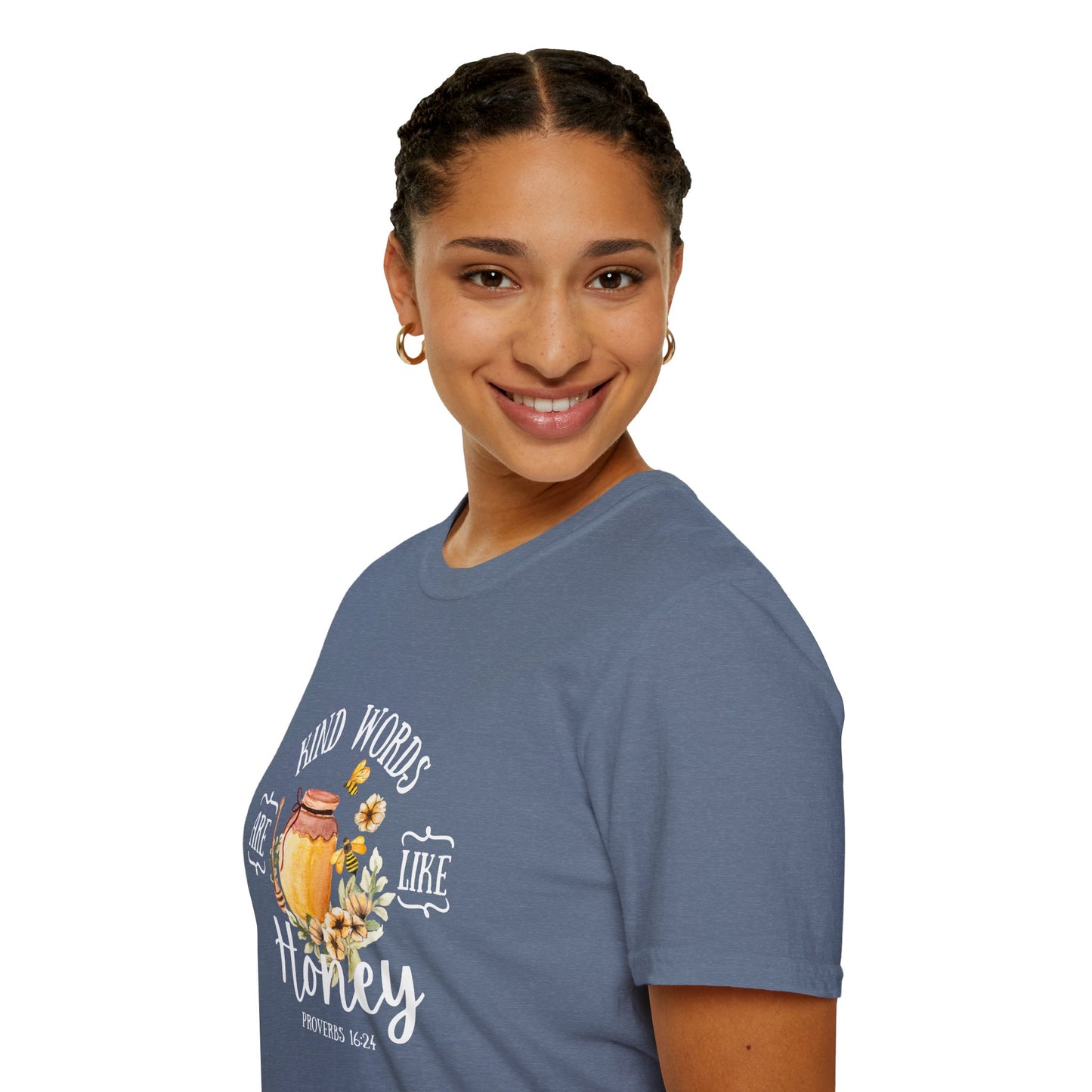 Kind Words are Like Honey Unisex Softstyle T-Shirt - Inspirational Graphic Tee for Everyday Wear