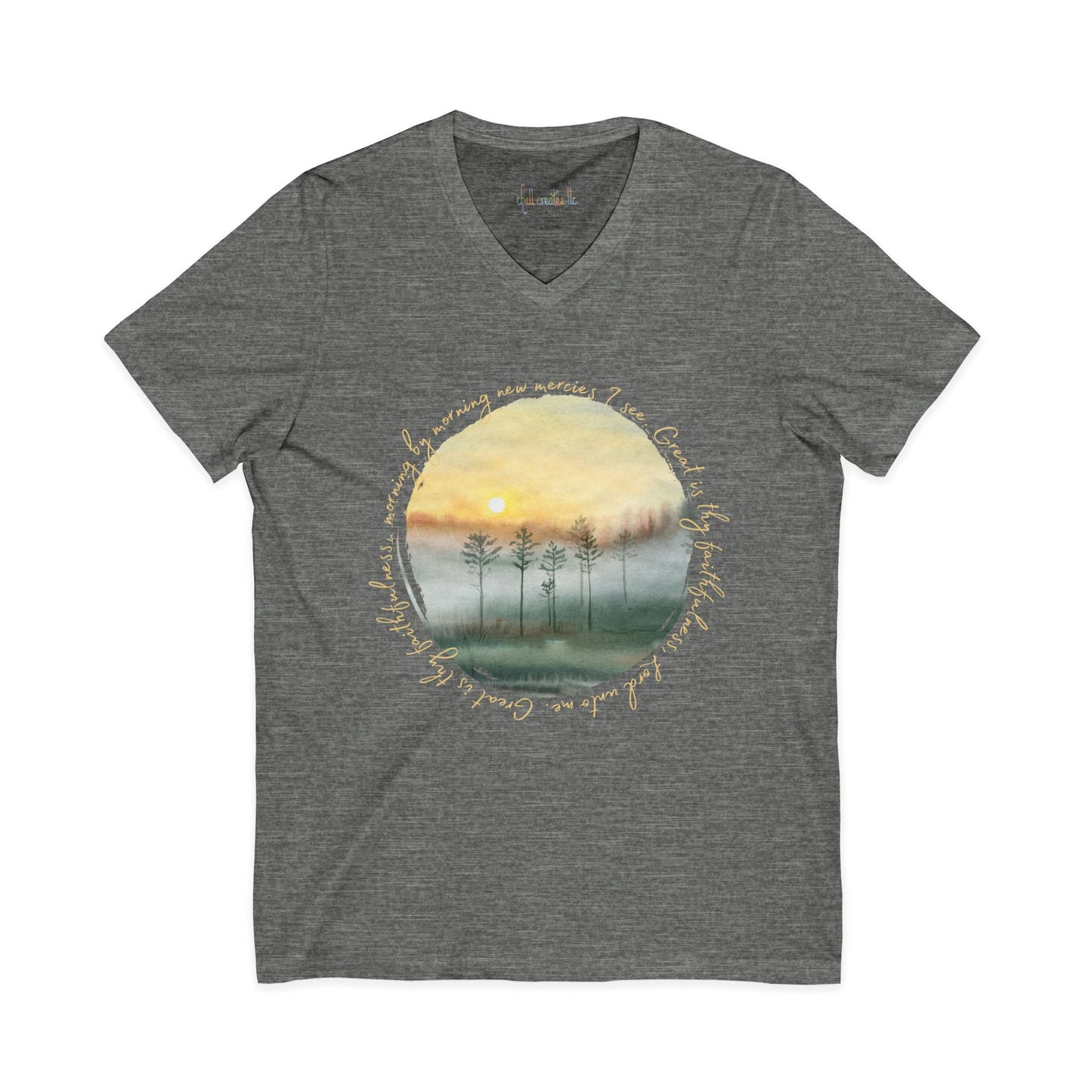 Great Is Thy Faithfulness Unisex Jersey Short Sleeve V-Neck Tee