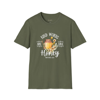 Kind Words are Like Honey Unisex Softstyle T-Shirt - Inspirational Graphic Tee for Everyday Wear