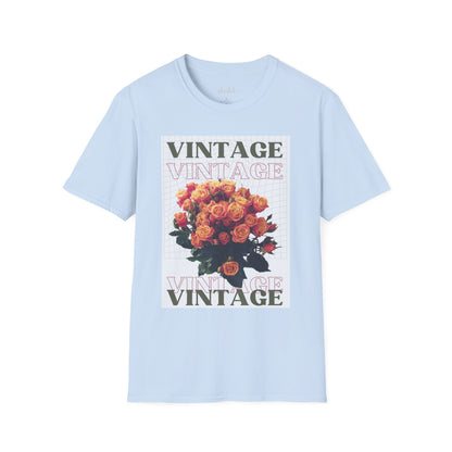 Unisex Softstyle T-Shirt Vintage red floral