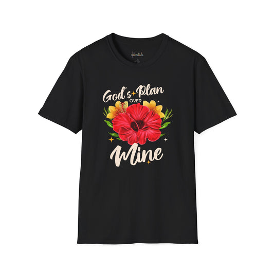 God's Plan Over Mine Floral T-Shirt | Unisex Softstyle Tees for Faith and Inspiration