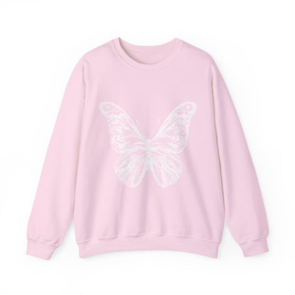 Unisex Heavy Blend™ Crewneck Sweatshirt White Butterfly