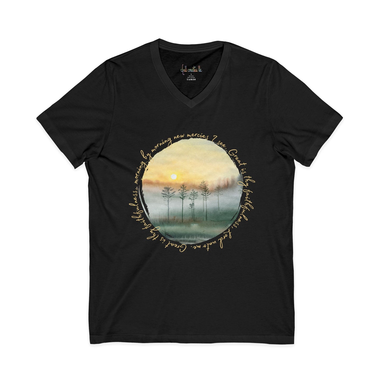 Great Is Thy Faithfulness Unisex Jersey Short Sleeve V-Neck Tee