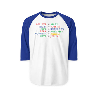 Believe like Mary Baseball Shirt - Three-Quarter Sleeve Raglan
