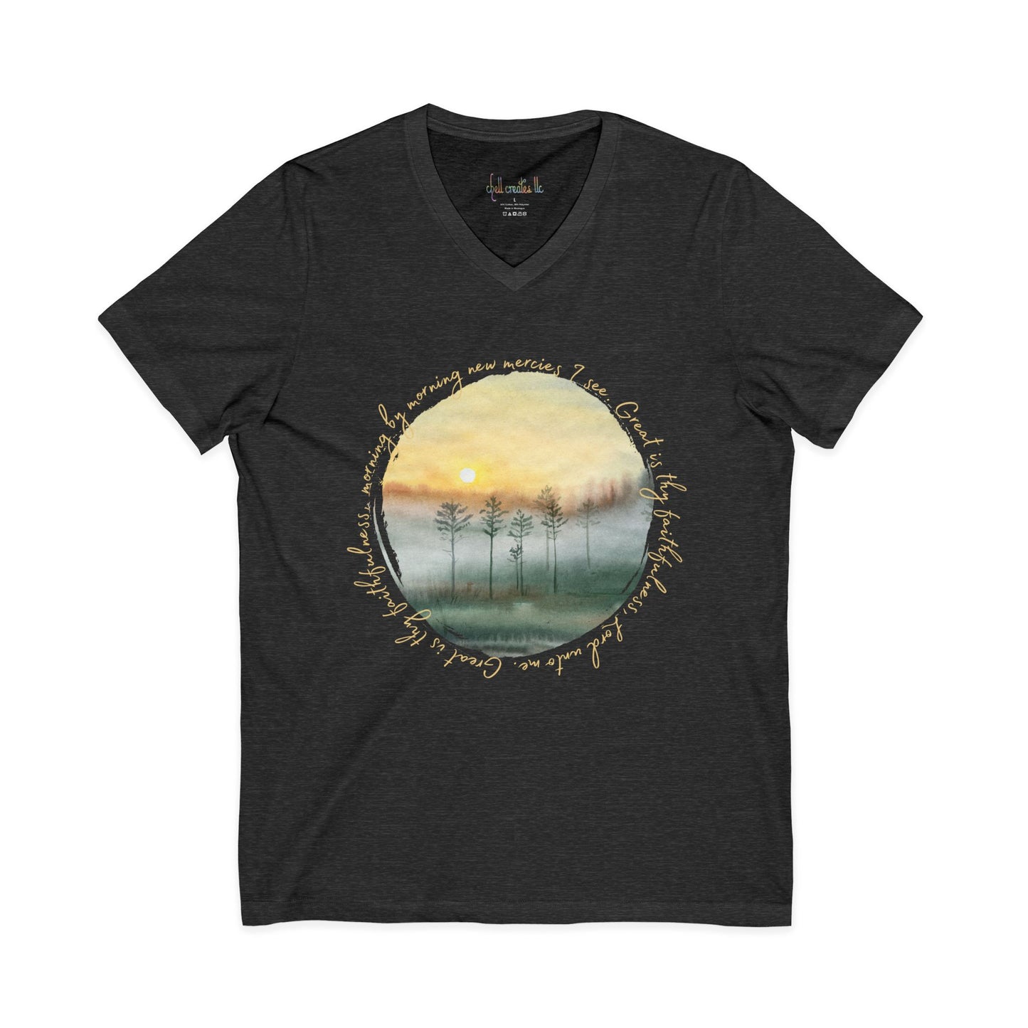 Great Is Thy Faithfulness Unisex Jersey Short Sleeve V-Neck Tee