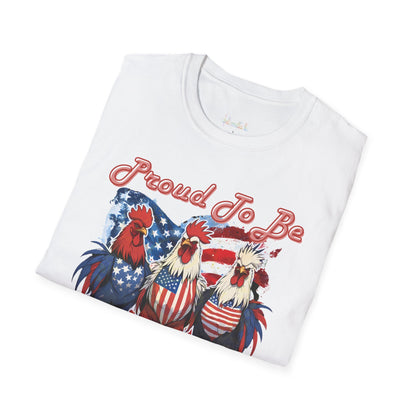 Proud To Be American Roosters T-Shirt for Celebrations, Unisex American Pride Tee, Fourth of July Apparel, Gifts for Freedom Lovers, Summer Fest Tee
