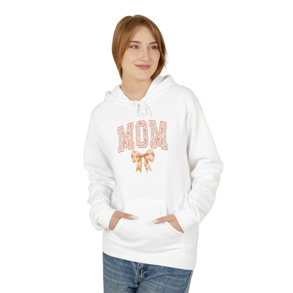 Mom Orange Chinoiserie Floral Fleece Hoodie - Softstyle Midweight Sweatshirt for Cozy Comfort