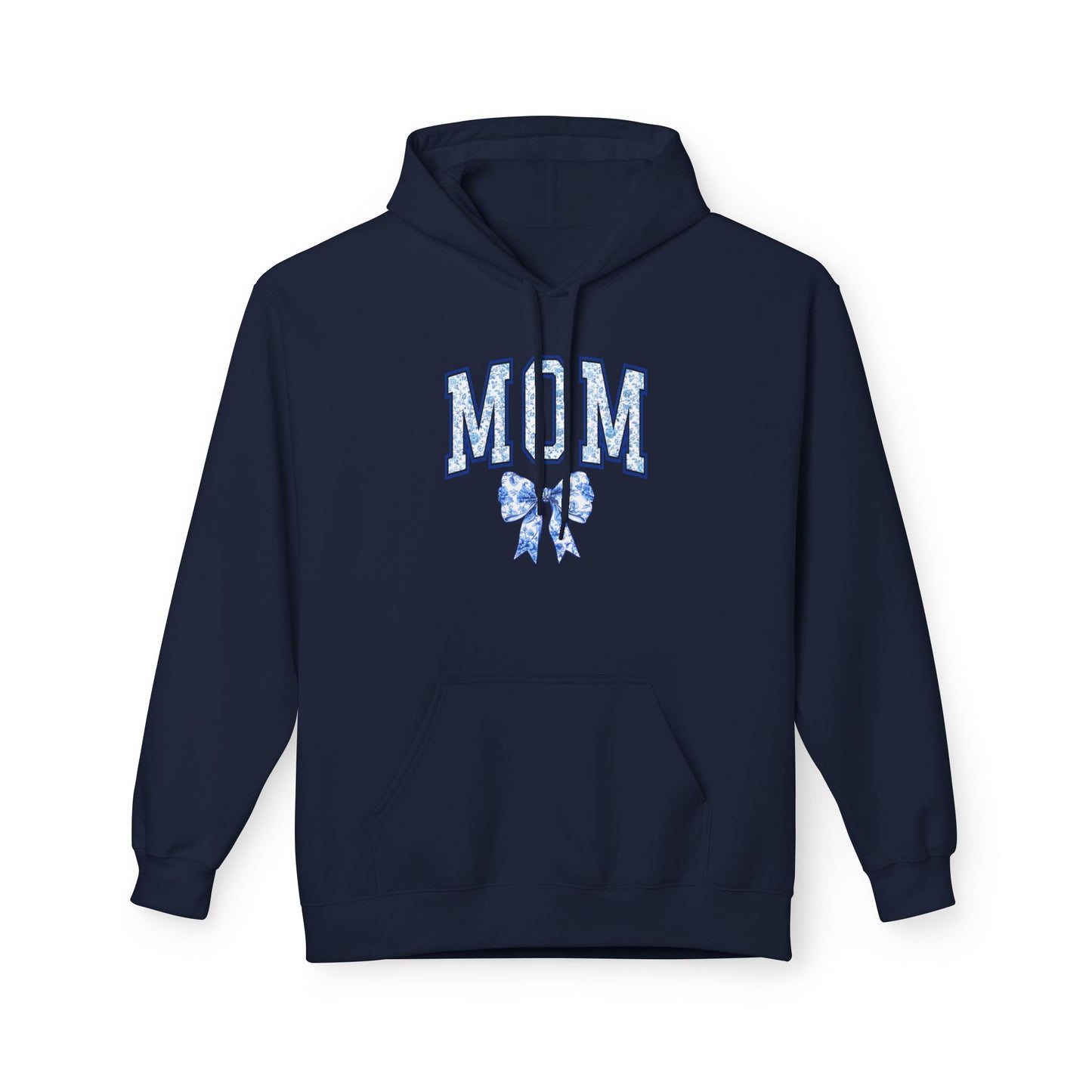 Mom Blue Chinoiserie Fleece Hoodie - Cozy Unisex Sweatshirt for Mother's Day
