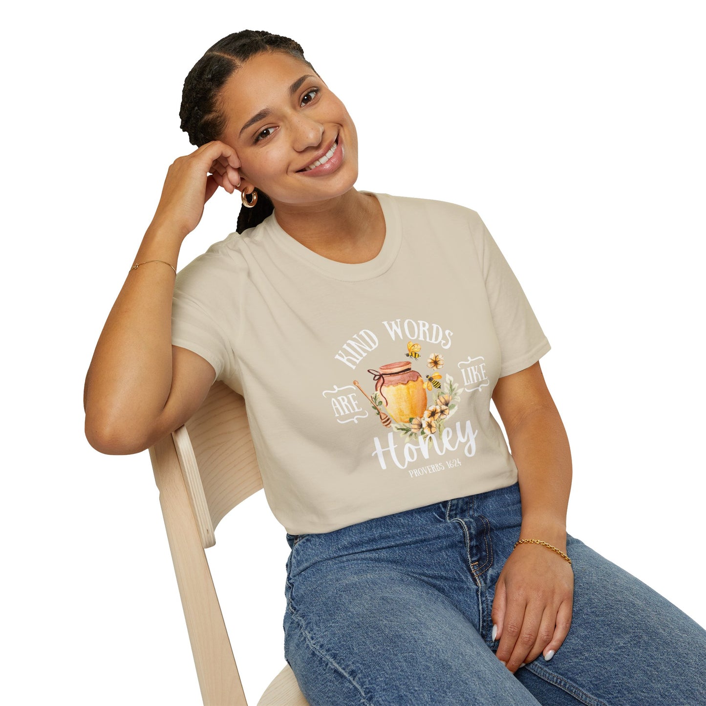 Kind Words are Like Honey Unisex Softstyle T-Shirt - Inspirational Graphic Tee for Everyday Wear