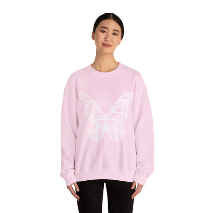 Unisex Heavy Blend™ Crewneck Sweatshirt White Butterfly