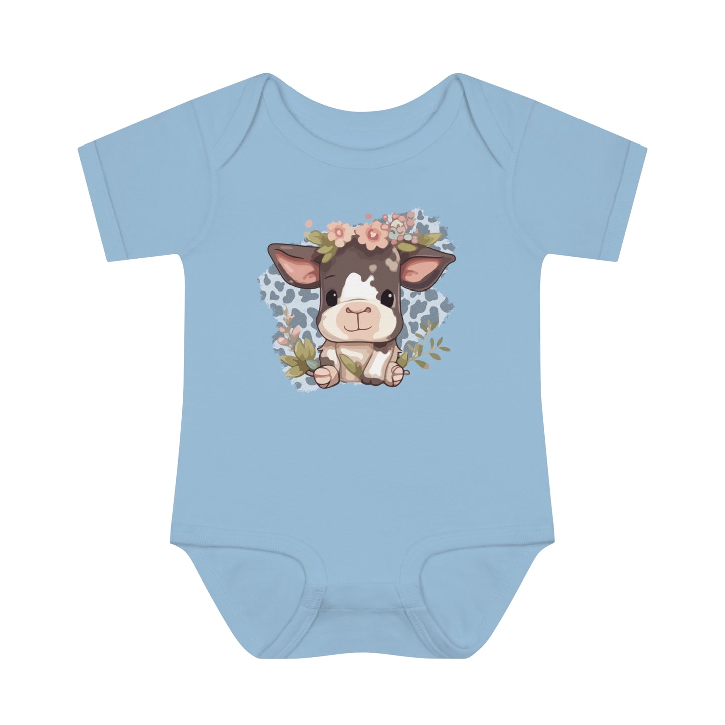 Infant Baby Rib Bodysuit Cute Cow