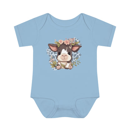 Infant Baby Rib Bodysuit Cute Cow