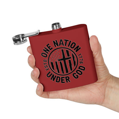 Patriotic Stainless Steel Flask - 6oz with 'One Nation Under God' Design