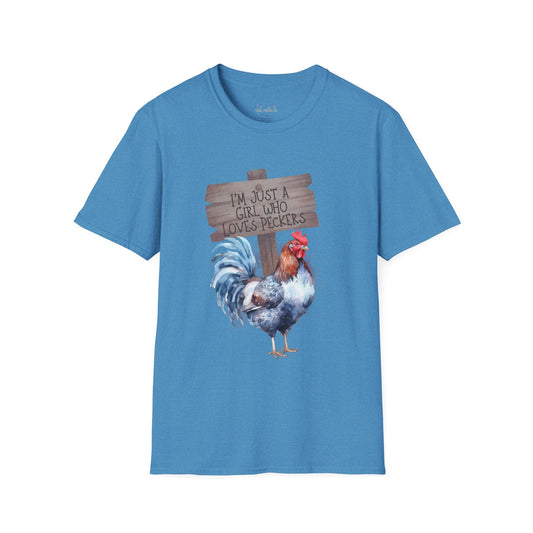 'Just A Girl Who Loves Pecker' Unisex Softstyle T-Shirt Colorful Tee, Gift for Friends, Casual Wear