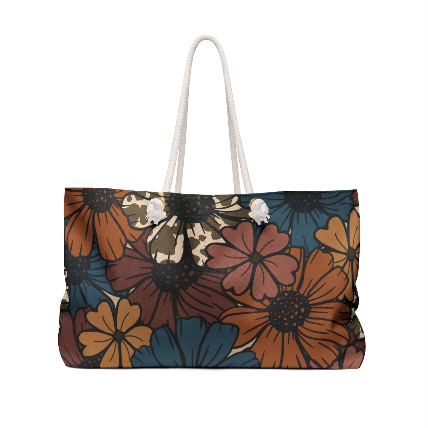 Weekender Bag - Fall Flower Cow Print
