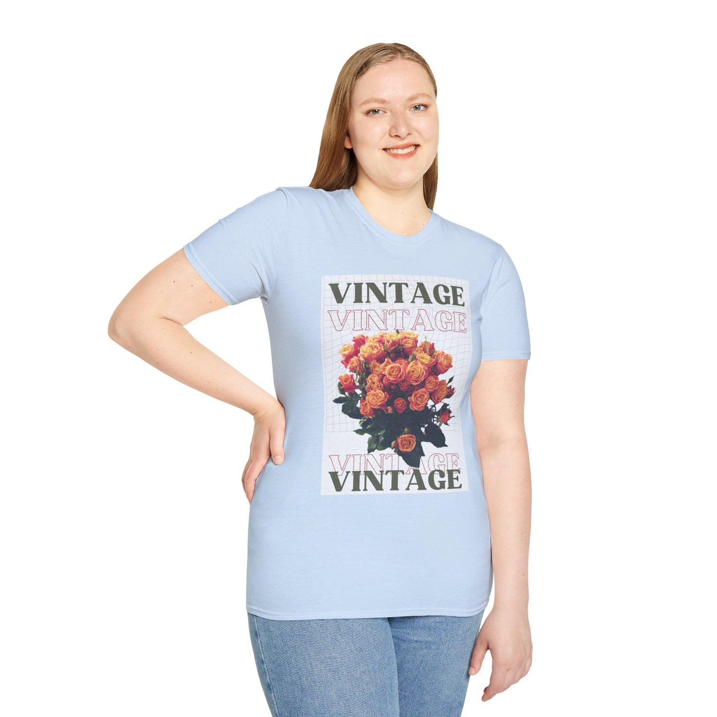 Unisex Softstyle T-Shirt Vintage red floral