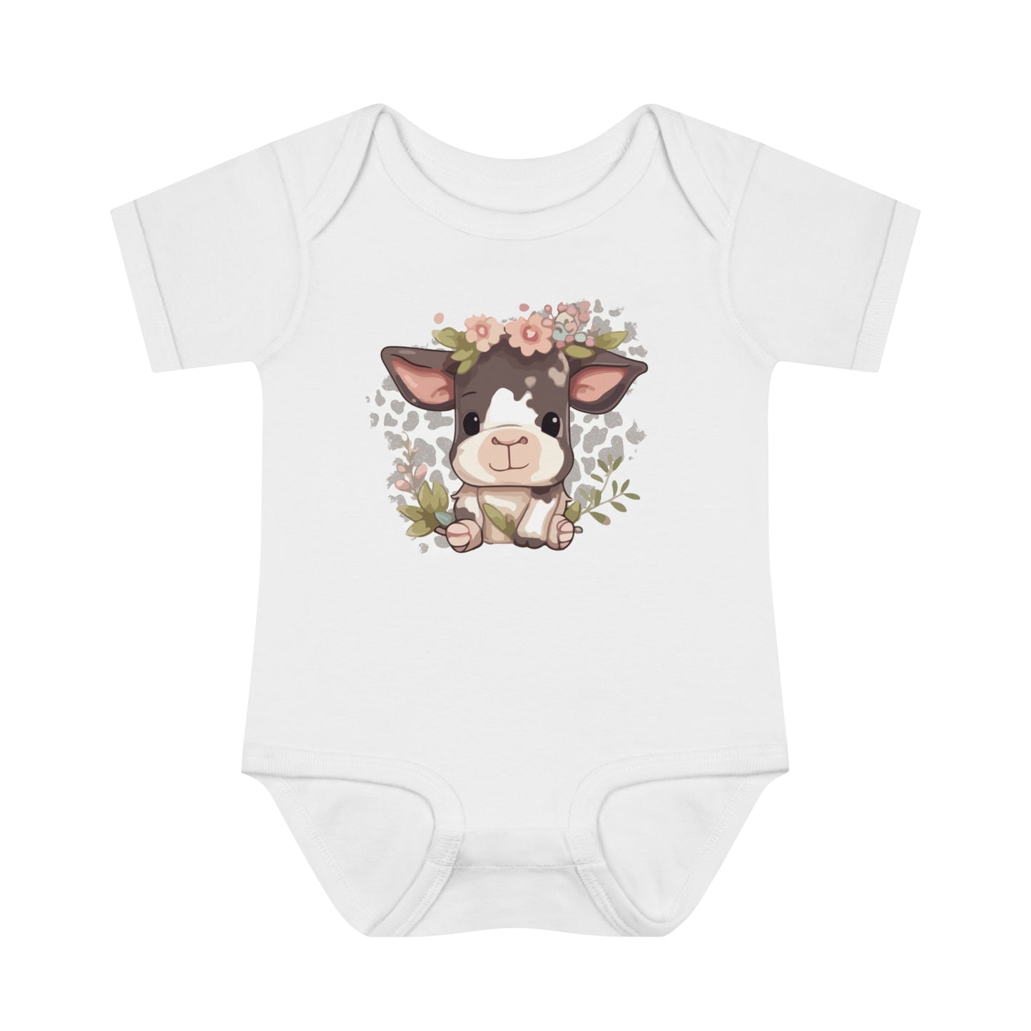 Infant Baby Rib Bodysuit Cute Cow