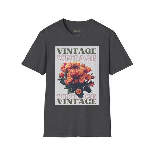 Unisex Softstyle T-Shirt Vintage red floral