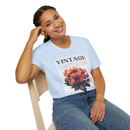 Unisex Softstyle T-Shirt Vintage red floral