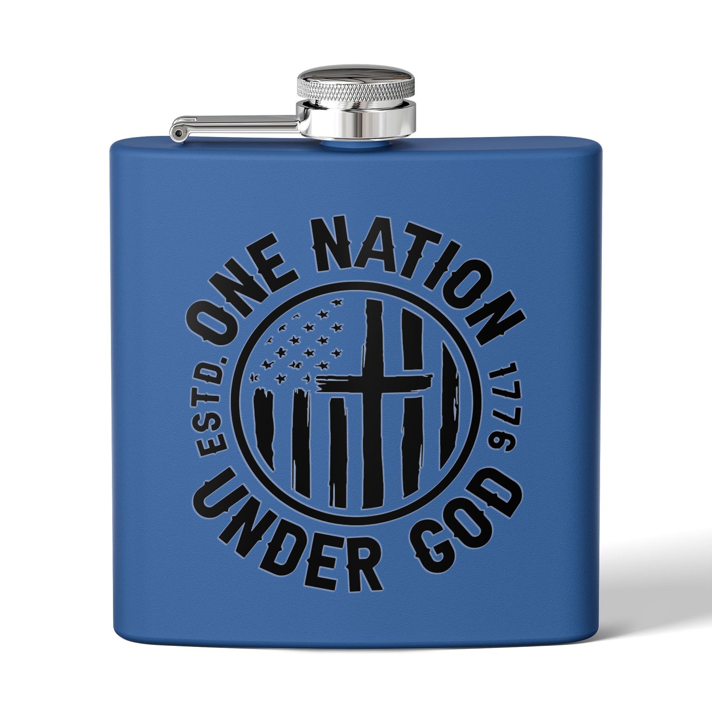 Patriotic Stainless Steel Flask - 6oz with 'One Nation Under God' Design