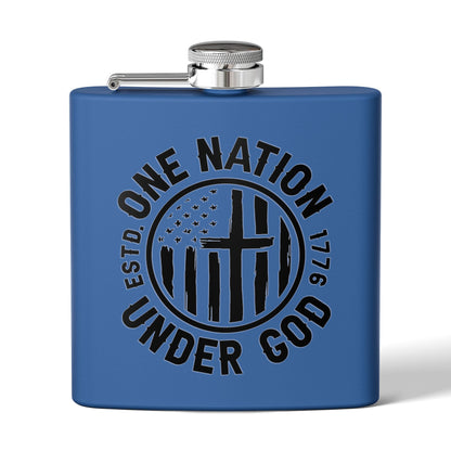 Patriotic Stainless Steel Flask - 6oz with 'One Nation Under God' Design