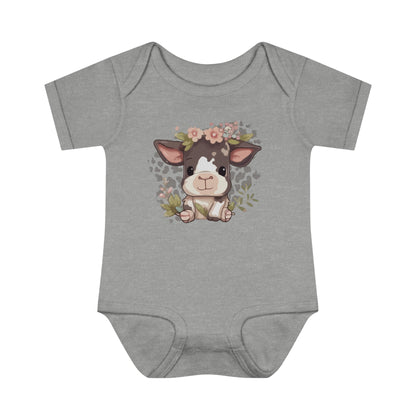 Infant Baby Rib Bodysuit Cute Cow