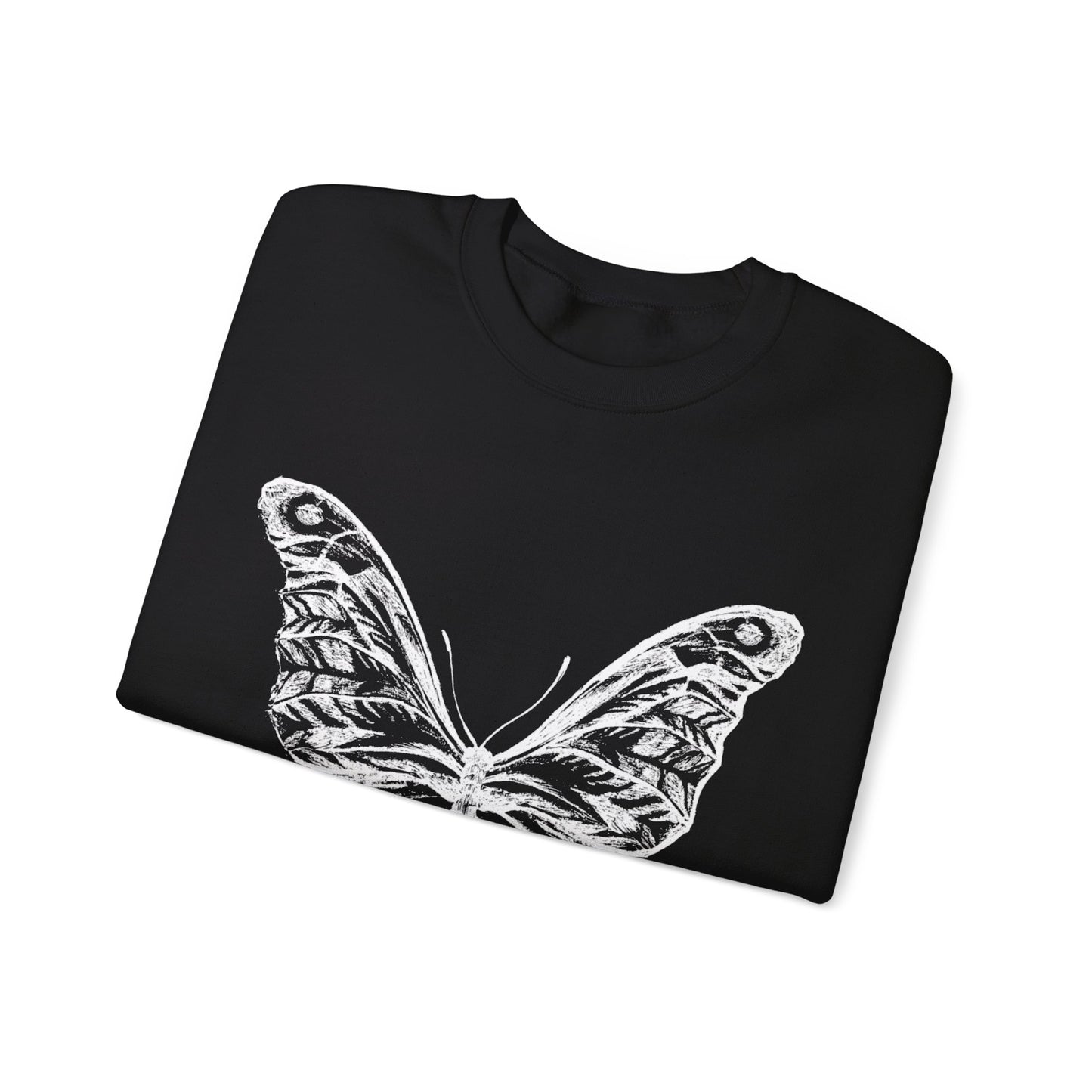 Unisex Heavy Blend™ Crewneck Sweatshirt White Butterfly