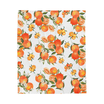 Citrus Blossom Velveteen Plush Blanket - Cozy Floral Throw for Home & Gifts