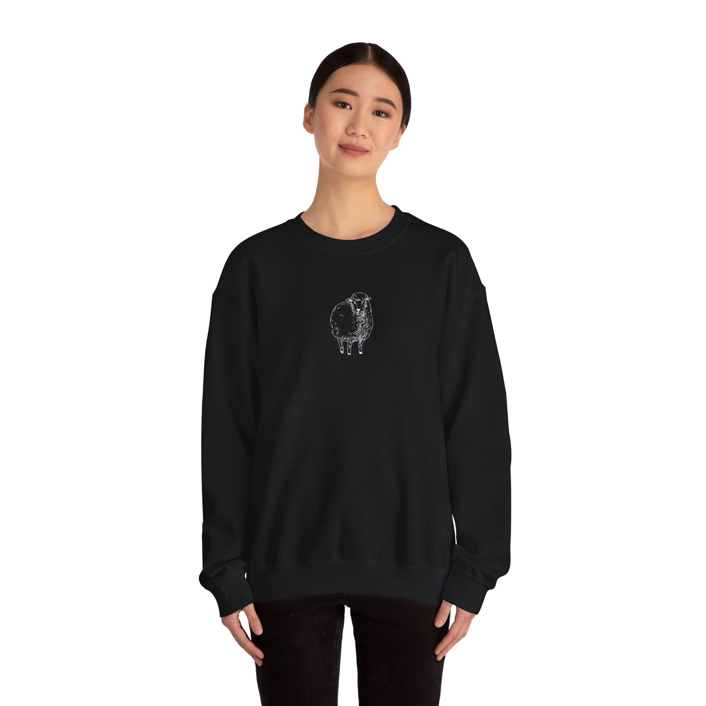Sheep Design Sweatshirt, Unisex Crewneck with Inspirational Quote, Cozy Gift for Friends, Perfect for Casual Wear, Bible Verse Apparel