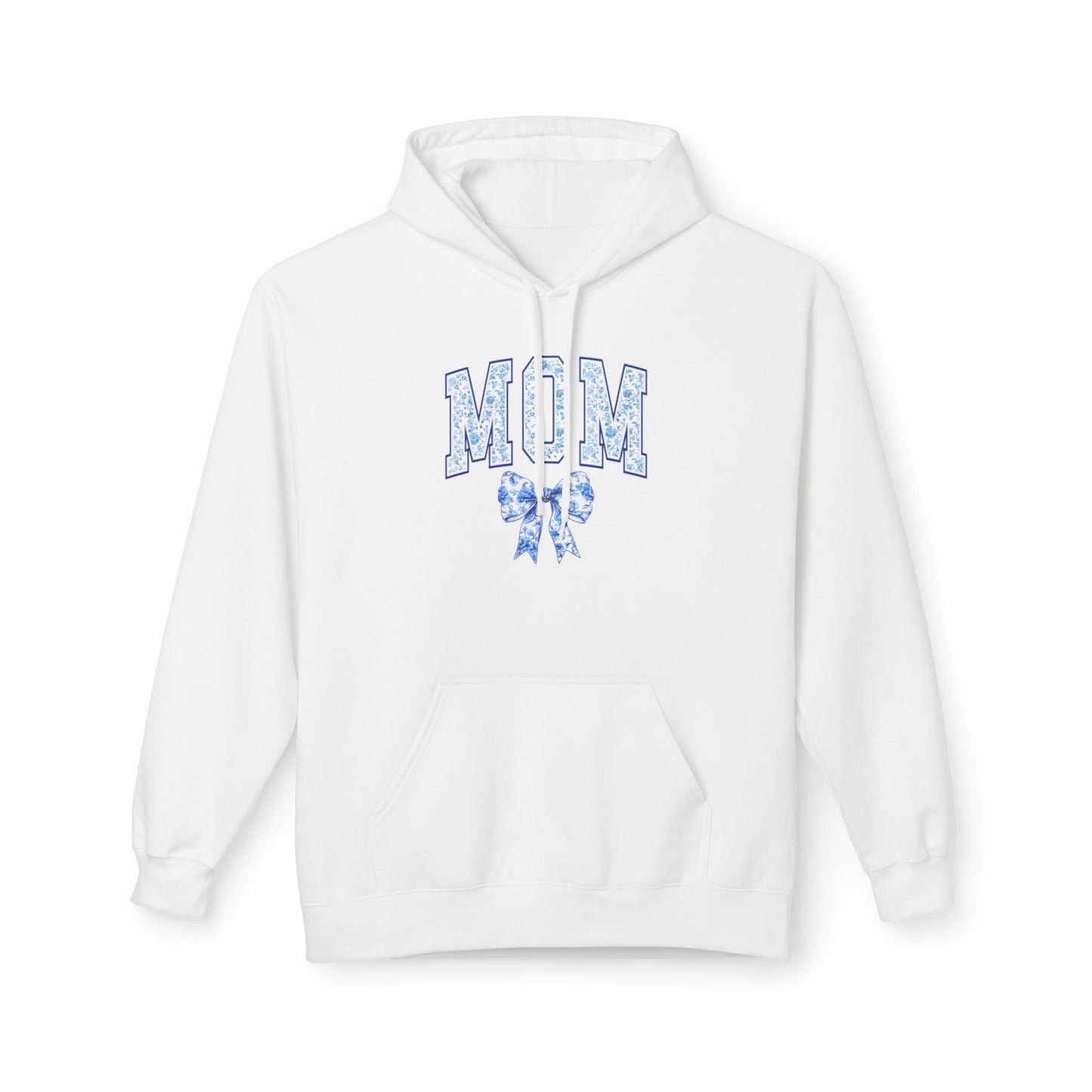 Mom Blue Chinoiserie Fleece Hoodie - Cozy Unisex Sweatshirt for Mother's Day