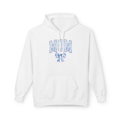 Mom Blue Chinoiserie Fleece Hoodie - Cozy Unisex Sweatshirt for Mother's Day