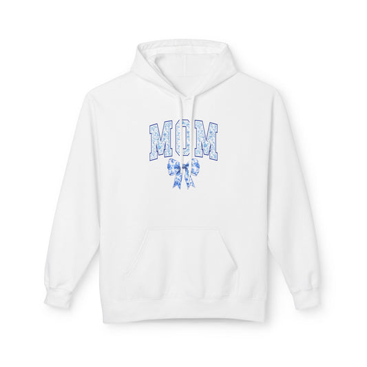 Mom Blue Chinoiserie Fleece Hoodie - Cozy Unisex Sweatshirt for Mother's Day