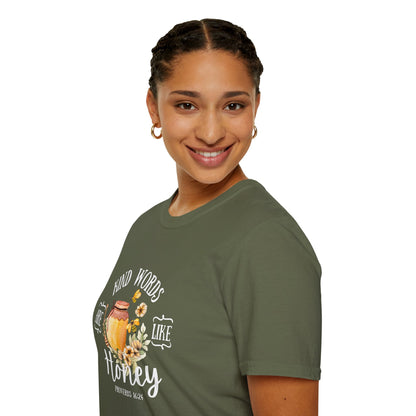 Kind Words are Like Honey Unisex Softstyle T-Shirt - Inspirational Graphic Tee for Everyday Wear