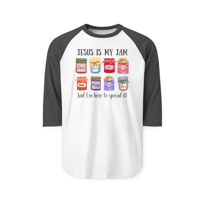 Jesus Is My Jam Unisex Raglan Shirt | Faith-Based Apparel, Christian Tee, Religious Gift, Casual Wear, Summer Essentials